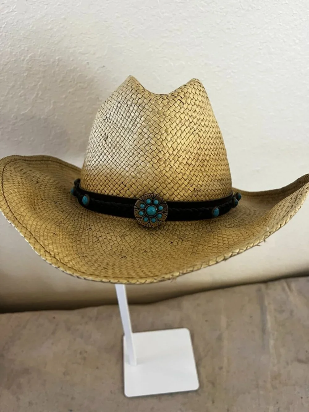 Scala Woman's Western Style Summer Festival  Concho Style Straw Hat
